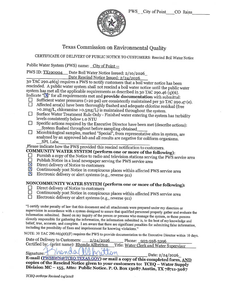 Boil Water Rescind Feb 24, 2026