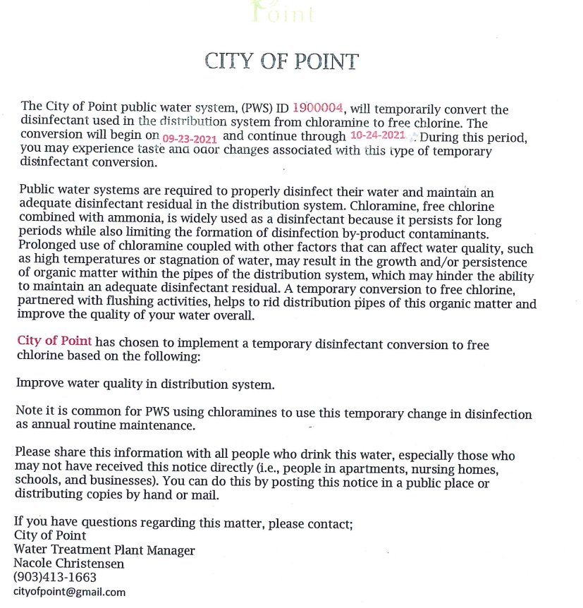City Public Water Notice